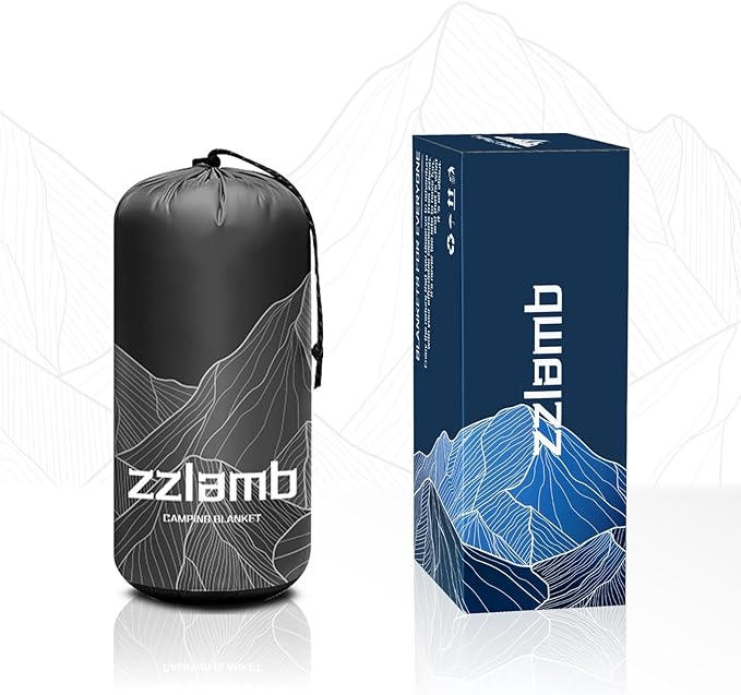 zzlamb Camping Blanket for Cold WeatherOutdoor Puffy Blanket Portable Down AlternativeWindproof Warm Cloak with SnapsCozy Quilt Backpacking Picnic RV Travel Plane Car Hammock Beach Climbing
