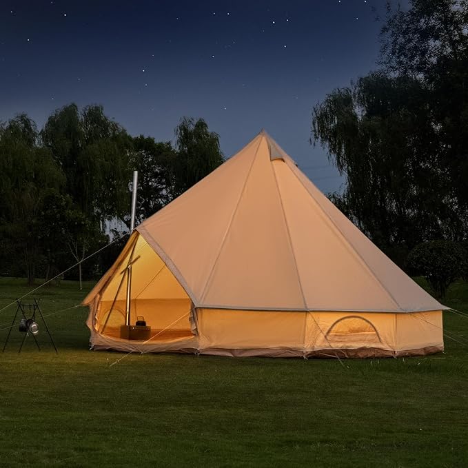Oxford Bell Tent for Family Camping - Spacious 13.1ft /16.4ft Yurt with Stove Jack Large Glamping Tents for 4-8 People 4 Season Oxford Hot Tent Shelter