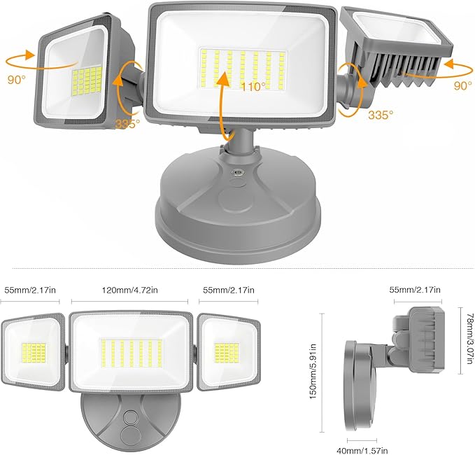 Onforu 75W LED Security Light 7000LM Brightness Outdoor Flood Light Fixture Switch Controlled IP65 Waterproof 6500K White Wall Mount Exterior Security Floodlight for Eave Yard Garage Porch