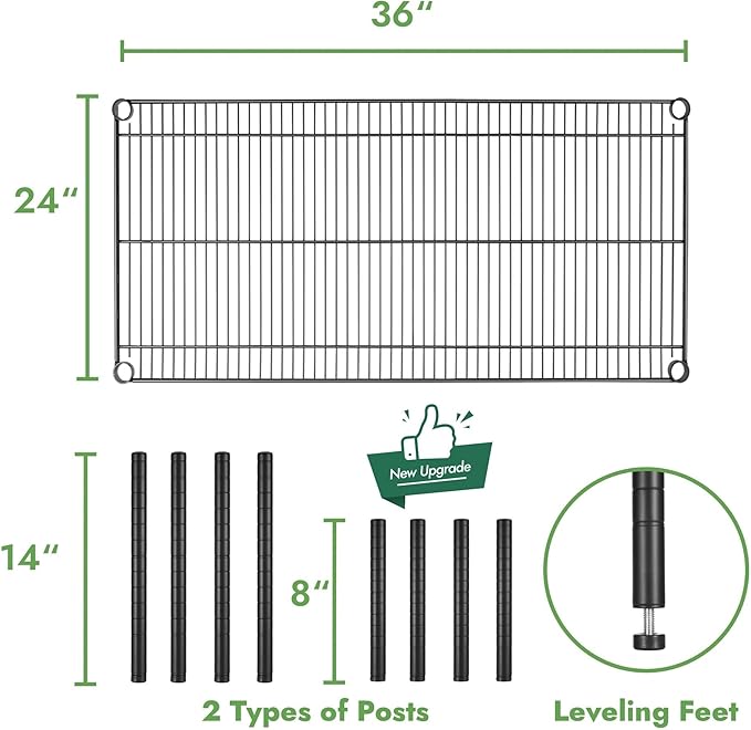 APLSS Dunnage Storage Rack 24×36×14(8) NSF Certified Height Adjustable Moist&ampDry Enviroments for Kitchen Garage Walk-in Cooler&ampFreezer Dishroom 800 Lbs Capacity