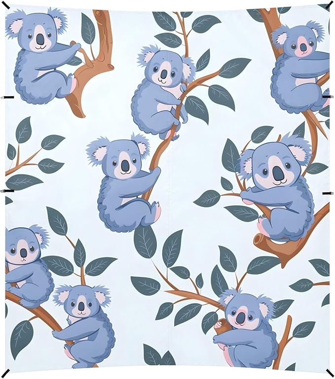 Cartoon Little Koalas Camping Sun Shelter Beach Tent Portable Beach Sun Shade Outdoor Canopy for Camping Trips Fishing Picnic
