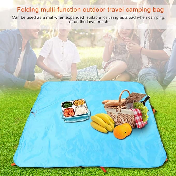 Water - Proof Picnic Blanket | Foldable Outdoor Mat with Storage Bag | Sandproof Beach Mat for Camping/Lawn/Travel | 146x146cm Large Portable Mat