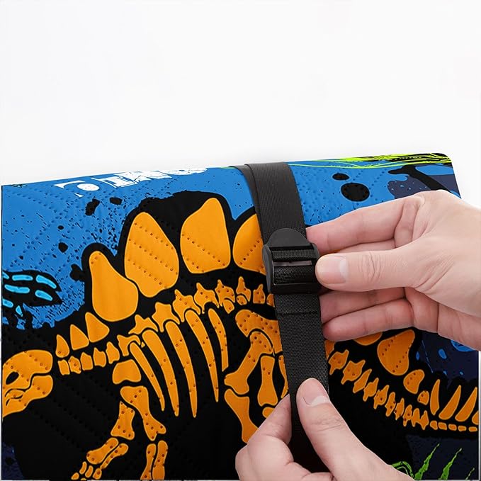Outdoor Picnic Blanket Portable Ultrasonic Waterproof Picnic Dinosaur Theme Cartoon Printed Camping Beach Mat for Sand and Wet Grass Hiking (Dinosaur L