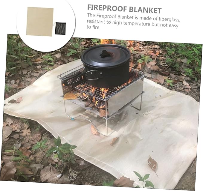 Milisten 1Set Fireproof Camping Grill Mat Heat Resistant Blanket Durable Fire Protection Cushion for BBQ Outdoor Use Easy to Store and Transport