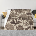 Retro Flowers 80x60 Printed Soft Fleece Blanket for Sofa Bed and Camping - Cozy Blanket for Travel Picnics Nighttime Use
