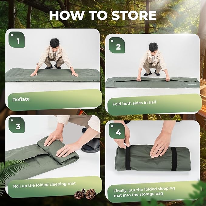 Camping Mattress Sleeping Pad for Outdoor Camping Ultra-Light Inflatable Camping Bed with Built-in Pillow - Air Pad Carry Bag - Compact &amp Lightweight Camping Gear Essentials