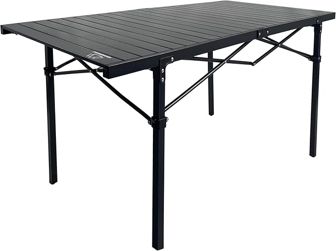 MOUNTAIN SUMMIT GEAR Heavy-Duty Roll-Top Table for Camping - Portable Aluminum-Top Folding Table with Steel Frame by Caddis Sports Inc. (Extra Large)