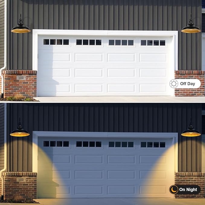 Outdoor Barn Light Fixtures 16 Inch Large Dome Farmhouse Exterior Wall Mount Lights Rustic Wall Sconces Indoor Wall Lighting Industrial Black Gold Lanterns for Porch Garage 2 Pack