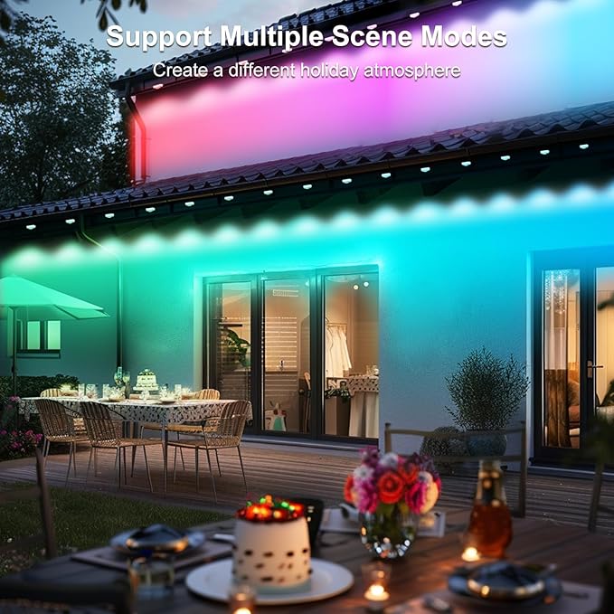 Permanent Outdoor Christmas Lights 100ft with 72 LED RGB Lights Smart Works with APP Alexa &amp Google Assistant