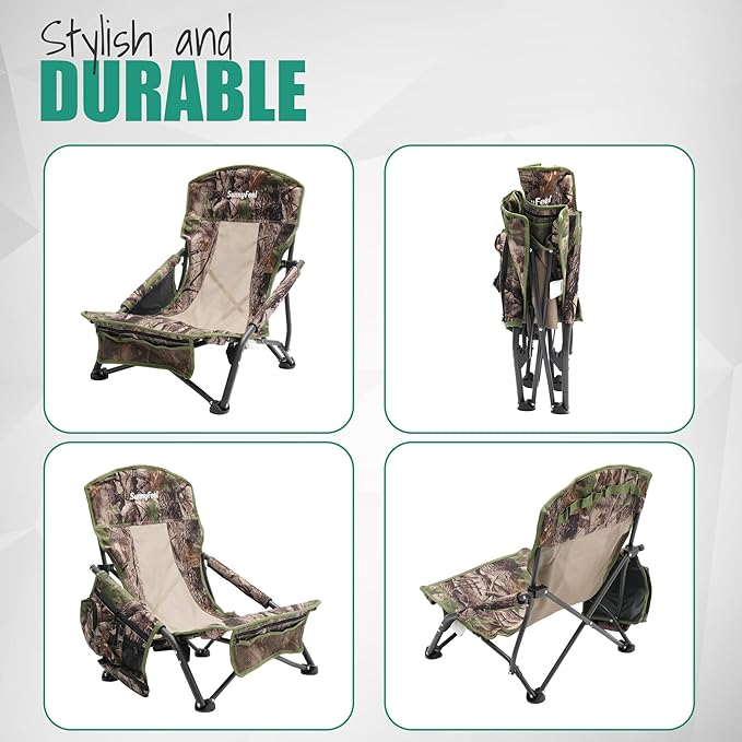 SUNNYFEEL Turkey Hunting Chair Hunting Blind Chair Portable Camping Chair with Mesh Back Storage Pocket and Carry Bag for Hunting Fishing Outdoor Travel Picnic Shooting