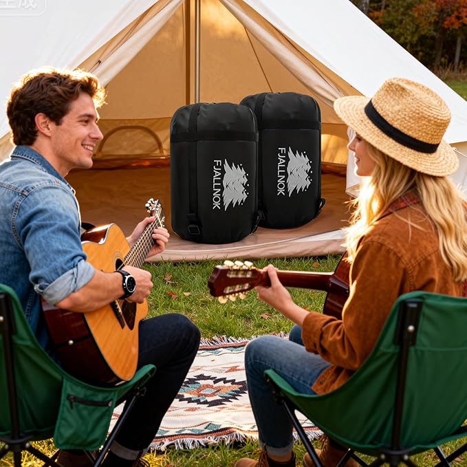 Double Sleeping Bag Cotton Flannel for Camping Backpacking Or Hiking. Queen Size 2 Person Waterproof Sleeping Bag for Adults Or Teens. Lightweight with Compression Sack
