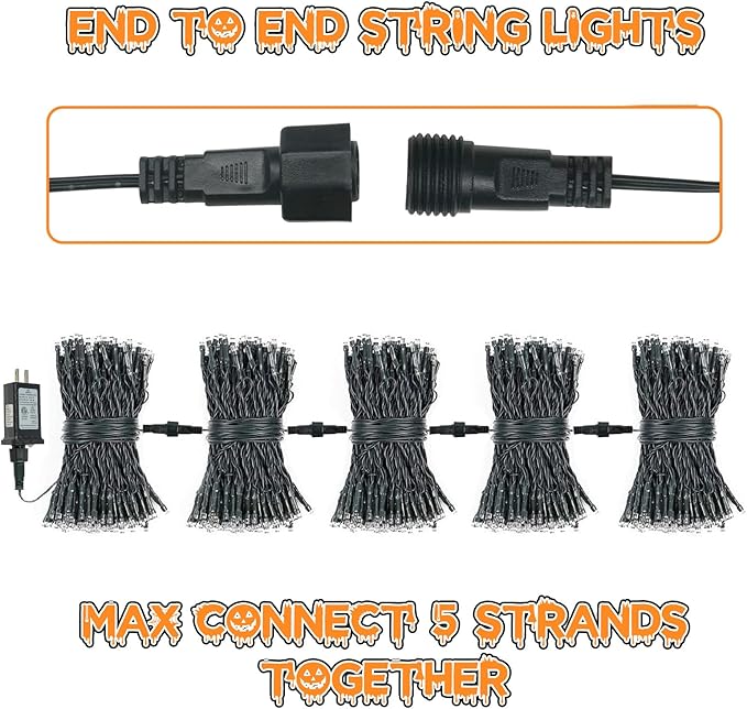 Connectable Purple String Lights 2pack 164ft 400Led 13 Modes String Lights Plug in Twinkle Light with Timer Indoor/Outdoor for Tree Party Halloween Decorations