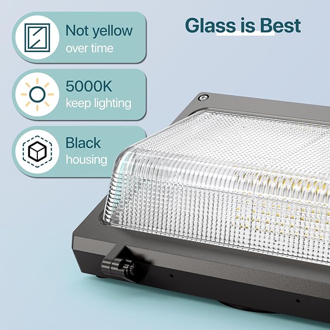 LED Wall Pack Light: 120W 18000lm LED Security Flood Lighting with Dusk to Dawn Photocell - Glass Lens Outdoor LED Wall Lights 2Pakcs for Yard ETL Listed