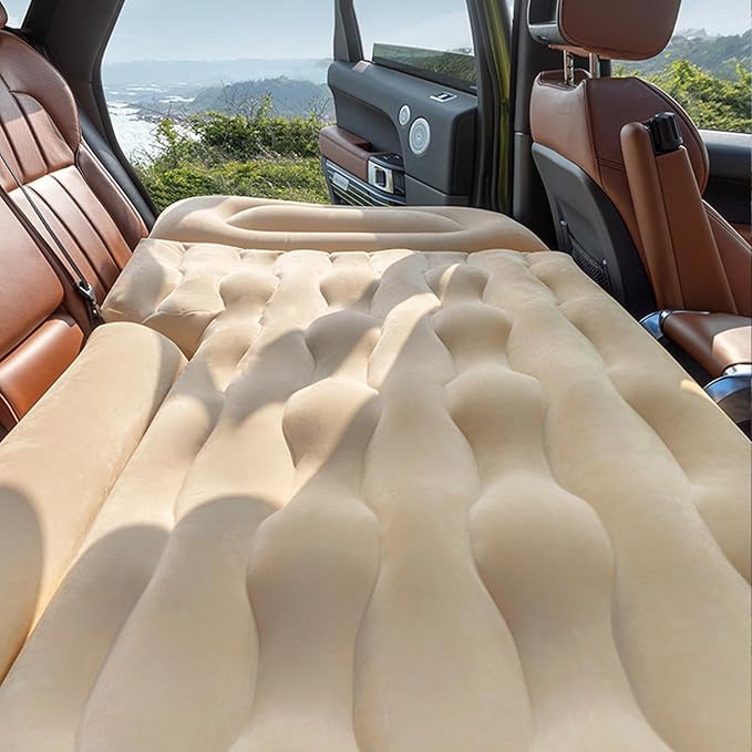 Car Air Mattress for Tesla Model X Standard Range SUV 2015-2025 Portable Inflatable Bed for Trunk Backseat Flocked Surface for Camping Travel for SUV MPV MinivanBlack-Without Foot Pier