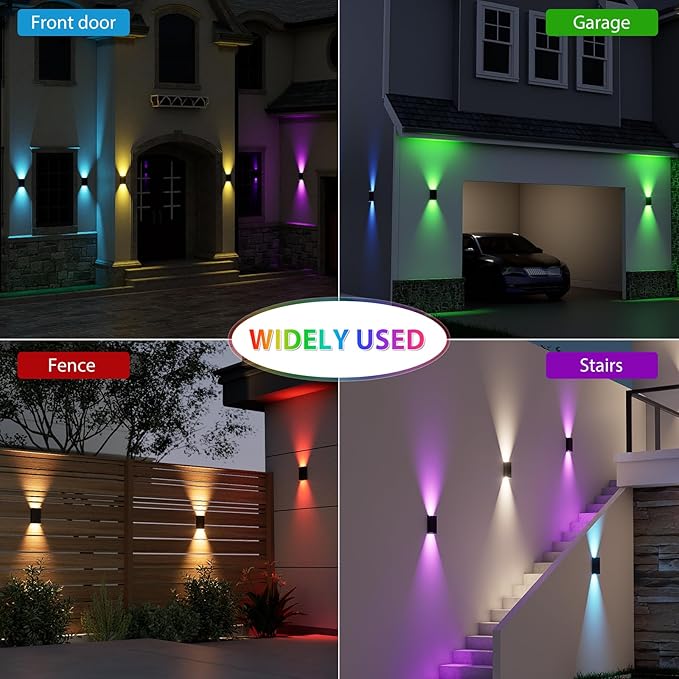 Solar Lights Outdoor8 Lighting Modes Dusk to Dawn Lighting Wall Sconce IP67 Waterproof Up and Down Solar Wall Light Front Door Light for House Garage PorchDoorwayFenceFestival Decor (2 PACK)