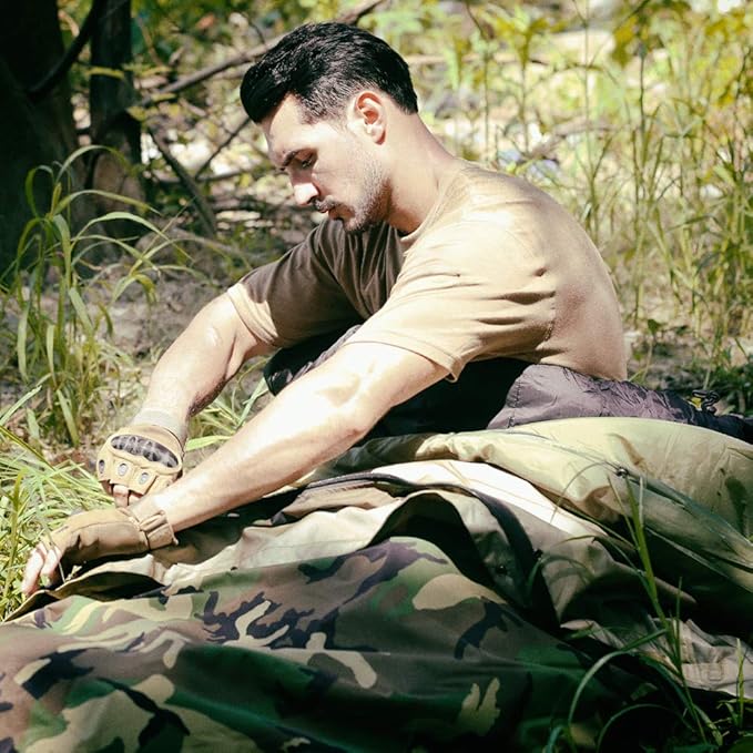 MT Army Military Modular Sleeping Bags System Multi Layered with Bivy Cover for All Season Woodland/Multicam