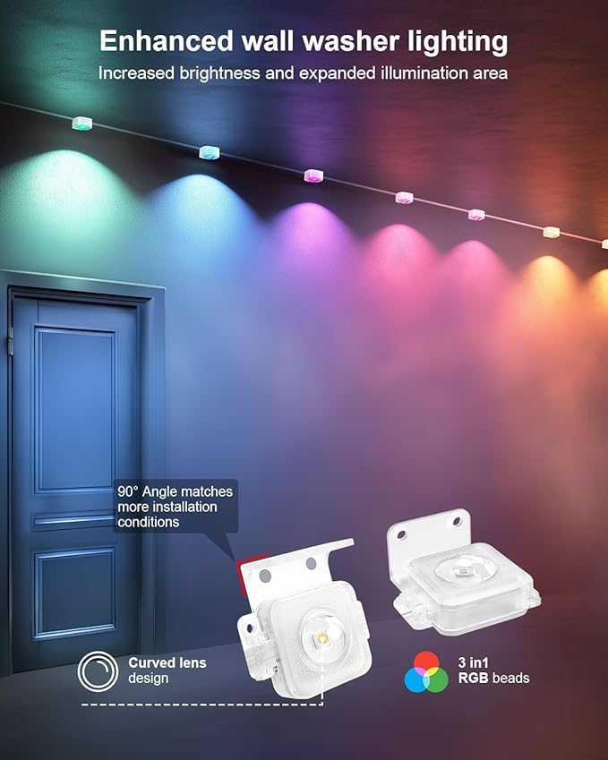Permanent Outdoor Lights Pro33ft RGB+IC Smart Outdoor DecorApp/RemoteChristmasHalloweenMulti Scene ModesIP67 WaterproofEaves Light with Daily &amp Holiday Party DecorHouse Roof Lighting