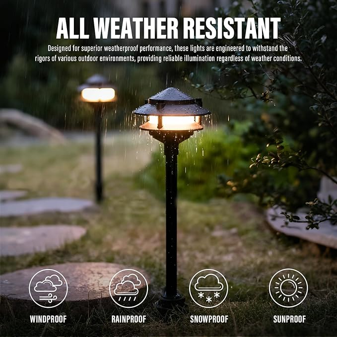 VENUS MANUFACTURING Low Voltage Landscape Lights LED Outdoor Pathway Light 12V AC 2.2W 32Lumen Warm White Landscape Lighting for Garden Path Driveway Yard (4)