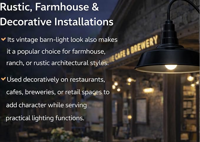 AGB102-AS20-BK Gooseneck Barn Light - Black Outdoor Dome with Incandescent Downlight | Wall-Mount Fixture for Patios Gardens Pathways and Large Outdoor Living Spaces