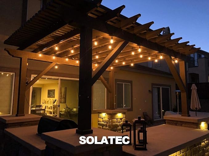 Solatec LED String Lights Shatterproof 96FT 30 Hanging Sockets Commercial Grade Waterproof 2W Outdoor String Light Decor for Patio Garden Balcony Deck S14 2W (30 Lights 96FT)