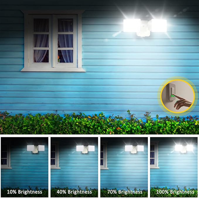 EMANER Exterior Dimmable Security Lights Switch-Controlled Flood Light Hardwired 24-Watt (250W Equivalent) Wall Dimmer Change Brightness 2-Pack