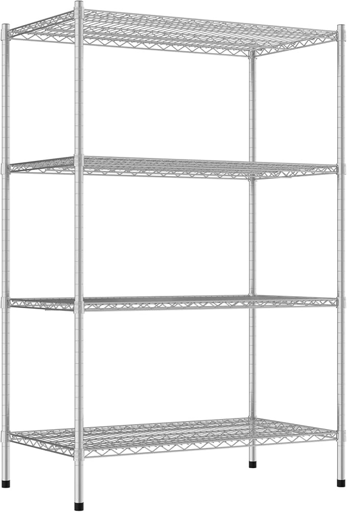 Commercial NSF Listed Chrome Stationary Wire Shelving Kit 24 x 42 x 64 with 4 Shelves Perfect for Warehouse Walk-in Refrigerator Freezer Grocery Store Restaurant Dishroom