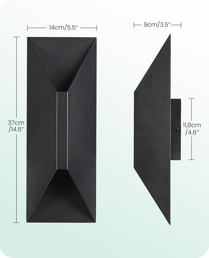 GOBLESON Outdoor Wall Light Set of 2 IP65 Waterproof Porch Lights Outdoor 1600LM 3000K Warm White Up Down Exterior Lighting for House Patio Garage Matte Black Modern (Contemporary 2)