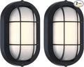 GRUENLICH 8.5'' Oval Outdoor Wall Lights Dimmable LED Bulkhead Light Sauna &amp Exterior Lighting ETL Rated 6W 600 Lumen 3000K Warm White Black Cast Aluminum Wall/Ceiling Mount 2-Pack