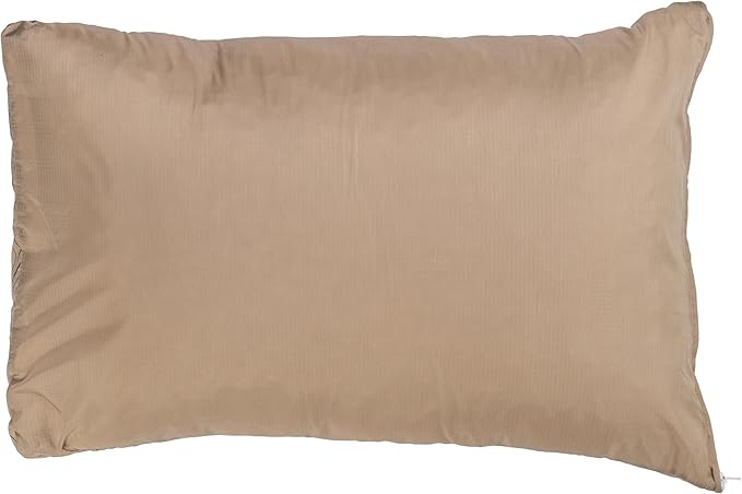 KLYMIT Drift Camping Pillow | Lightweight Travel Head Rest for Sleep Filled with Shredded Memory Foam Reversible Outer Cover for Extended Use Regular Size — Tan