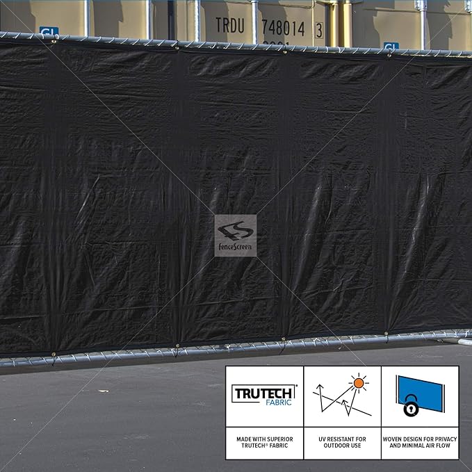 FenceScreen Fence Privacy Screen - Extreme 98% Blockage Temporary Windscreen Fence Cover (6ft x 50ft Black)