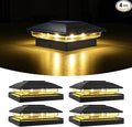 VOLISUN Solar Post Cap Light Outdoor Waterproof 4packSolar Fence - Post Lights for 4x4 5x5 6x6 Wooden/Vinyl PostBlack Deck Post Cap Light Solar Powered with Warm White for Garden/Patio/Porch