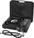 7800 BTU Dual Fuel Camp Stove Butane or Propane Portable Stove for Camping Lightweight Portable Camping Stove Propane Adapter Hose and Carrying Case Included