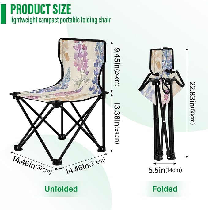 Colorful Lavender Portable Camping Chairs Folding Chair - Durable Oxford Fabric Lightweight Iron Frame Easy Fold Design - Ideal for Outdoor Activities Camping Fishing and Travel