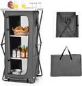 Goplus Folding Camping Storage Cabinet Pop Up Outdoor Camping Kitchen Station with Large 3-Tier Storage Organizer Carry Bag Easy Set Up Portable Compact Camping Table for BBQ Picnic Backyard (47'')