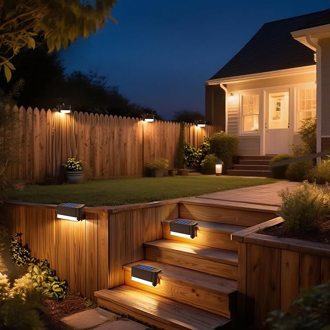 JJX Solar Lights Outdoor 20 Pack Solar Fence Lights Deck Light for Patio Outdoor Decor Fence Light Solar Powered for Stairs Step Railing and Yard (Warm White)