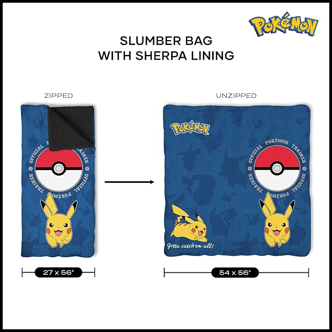 Silk Touch Sherpa Slumber Bag for Boys and Girls Sleeping Bag with Zipper 27 x 56 inches