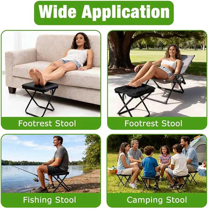 Portable Ultralight Collapsible StoolCamping Stool Folding ChairLightweight Handy Fishing Stool 350 LBBackpack Pocket Stool for Hiking Picnic Travel with Sunglass Bag and Magnetic Hat Clip