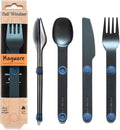 FULL WINDSOR - MAGWARE Magnetic Camping Cutlery Set - Travel Utensils for Camping Cooking and Outdoor Dining - Knife Fork &amp Spoon - Portable Silverware with Pouch - Blue (3 PCS)