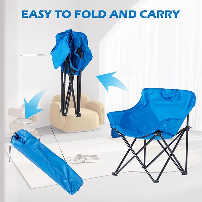 ZONEMEL Portable Sauna Chair Fast Folding Oxford Fabric Reinforced Chair with Pockets and Carry Bag Suitable for Sauna Fishing and Picnics (Blue)