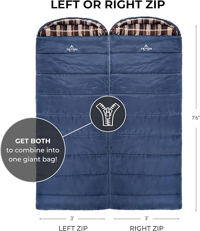 Teton Celsius XL 25F 20F 0F Degree Sleeping Bags All Weather Warm Sleeping Bag for Adults and Kids Camping Season Compression Sack Included