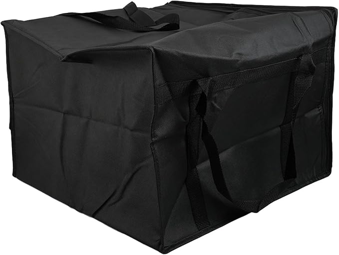 Insulated Pizza Delivery Bag Large Capacity Non-Woven Fabric Thick Foam Padding Heat Retention Water-Resistant Transparent Order Pocket Wristband Opening(Black 50 * 35.5CM)