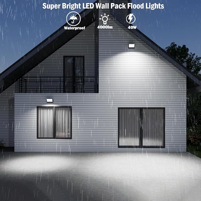 40W LED Wall Pack Lights Outdoor Motion Sensor360 °Rotation 5000K 6000K 4000K Selectable Exterior Flood Lighting Fixture Sconce for Porch Garage Patio
