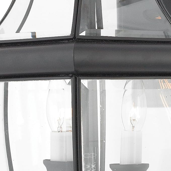 Quoizel Newbury 20 Outdoor Wall Lantern 2-Light Mystic Black with Clear Beveled Glass E12 Base French Country Style