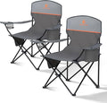 ALPHA CAMP Folding Camping Chairs for Adults Lawn Chairs Outdoor Chairs Support 250 LBS Portable Camp Chairs with Cup Holders Cooler Pouch for Outdoor 2 Pack