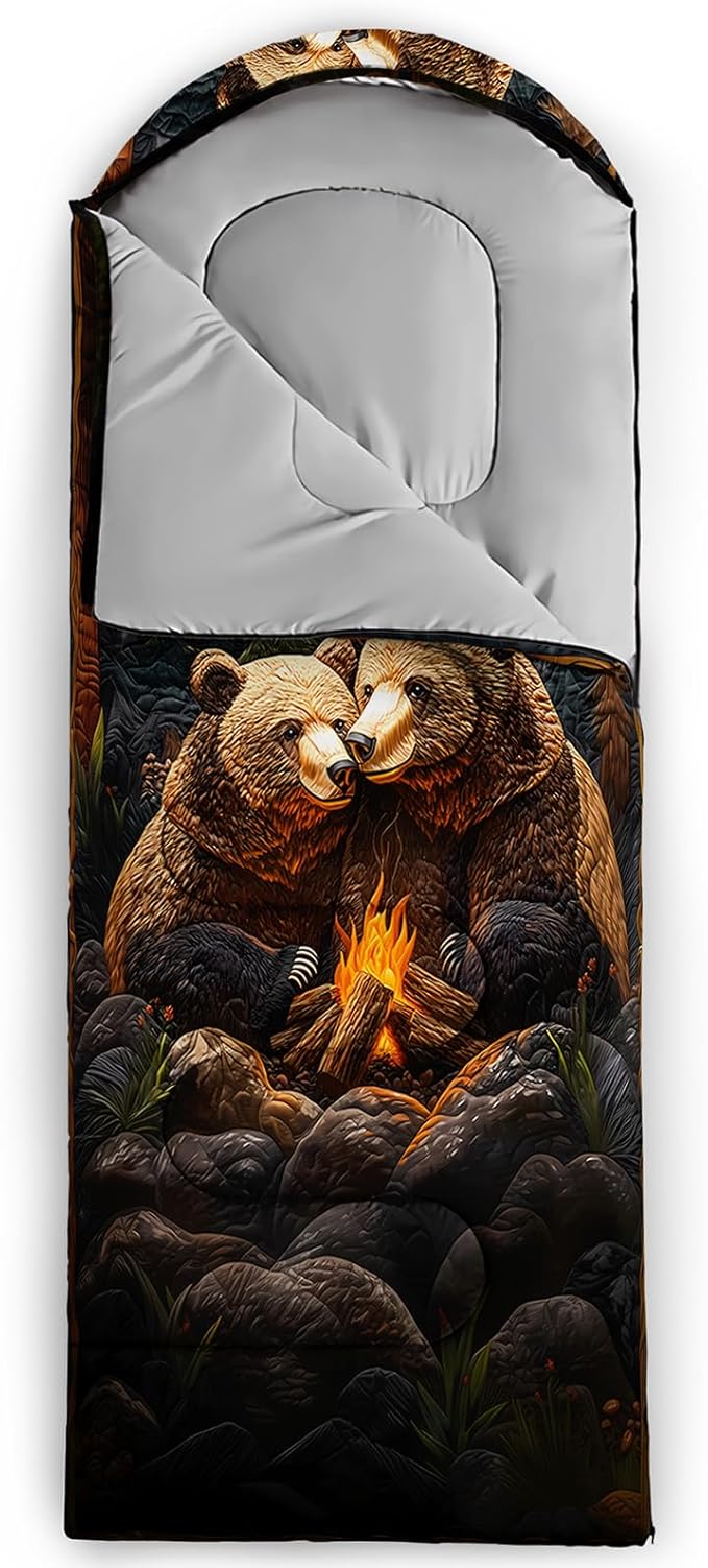 AILONEN Floral Wolf Sleeping Bag for Girls WomenWarm and Cool WeatherLightweightWaterproof BackpackingColorful Flower Animal Print Sleeping Bag for Camping