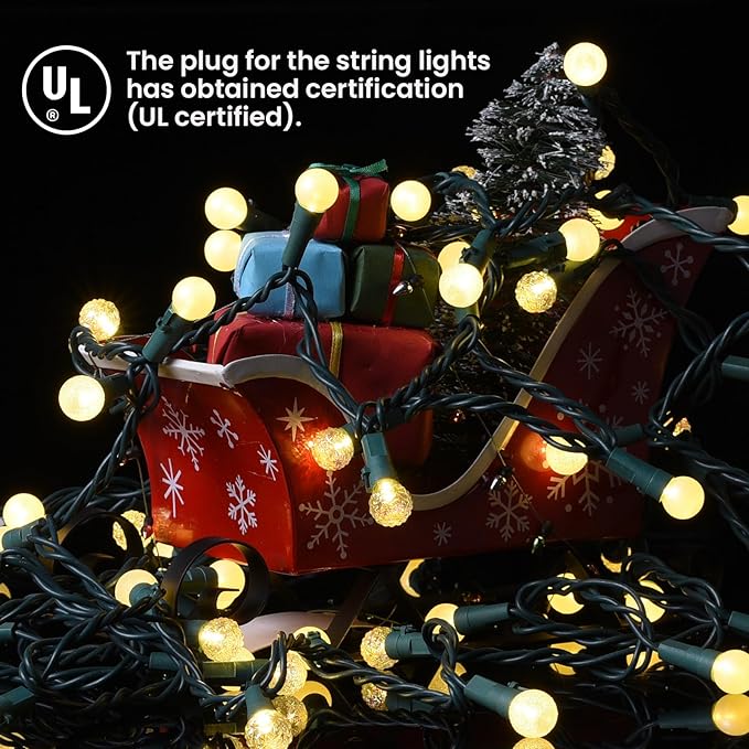 Globe String Lights: 2 Pack 70 LED Mix-Ball Fairy Lights Plug in UL Listed Christmas Tree Lights 19Ft Christmas Outdoor Indoor Fairy Lights for Bedroom Tree Patio Party Garden Wedding Warm White