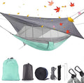 Camping Hammock with Mosquito Net &amp Rain Fly Tent Tarp &amp Tree Straps Portable Strong Nylon Hammock Parachute Tent w/Storage Bag for Camping Hiking Backyard Outdoor Backpacking Travel