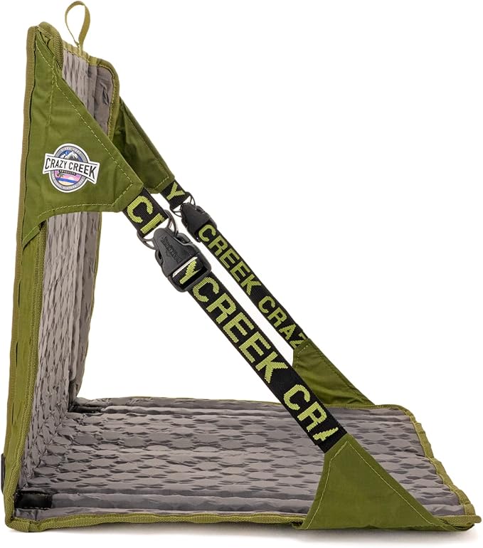 Crazy Creek HEX 2.0 Original Chair for Camping Stadium Seating &amp More Comfort on All Terrains Adjustable Straps Compact Design Water-ResistantOlive/Slate