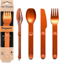 FULL WINDSOR - MAGWARE Magnetic Camping Cutlery Set - Travel Utensils for Camping Cooking and Outdoor Dining - Knife Fork &amp Spoon - Portable Silverware with Pouch for Backpacking - Orange (3 PC