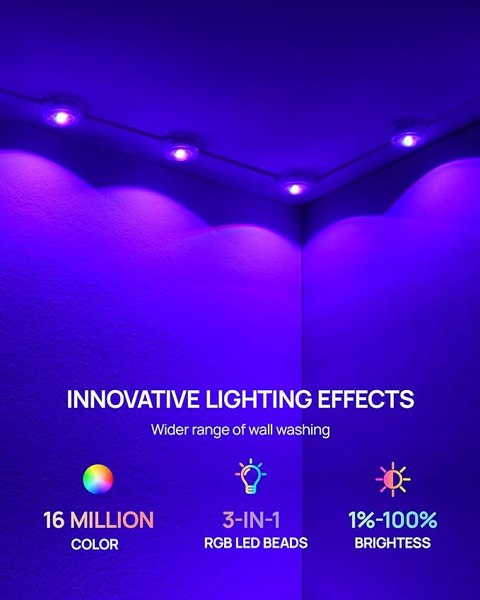 VCOKEN Permanent Outdoor Lights 111FT with Smart 72 RGB LED Light for House &amp Outdoor Decor DIY Scene Mode IP65 Waterproof Eaves Lighting with App Control Remote for Christmas and Holiday Decor